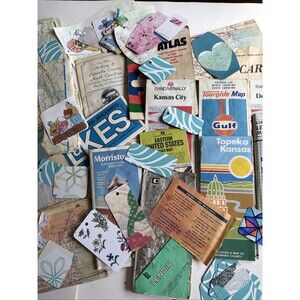 Lot Road Maps , Tags, Junk Journals, Collage, Scrapbooking, Crafting, Tea Dye